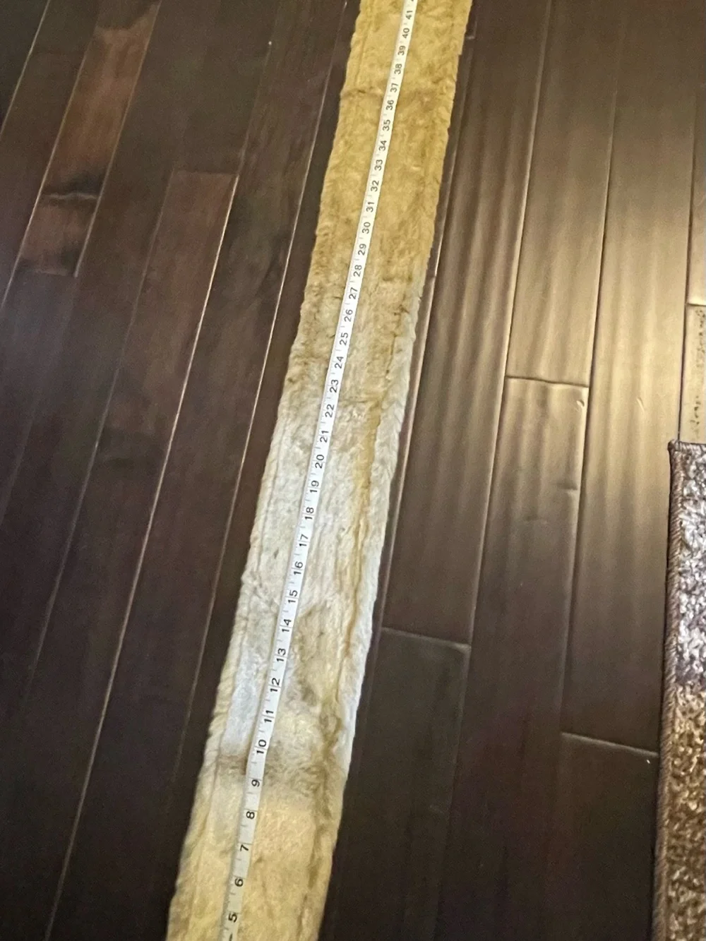 Tan Scarf (Faux Suede and Fur) w/Fringe (Length 53.5 in w/o fringe)
